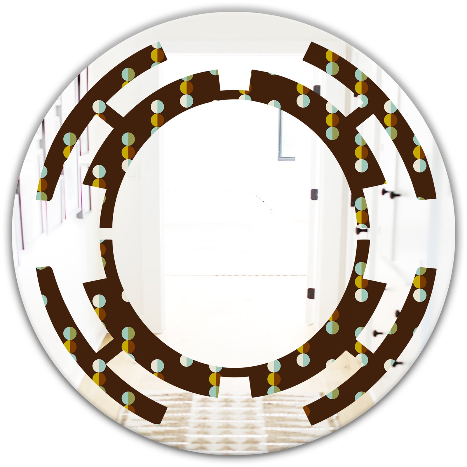Geometric Mod Dots - Modern Round or Oval Wall Mirror - Space