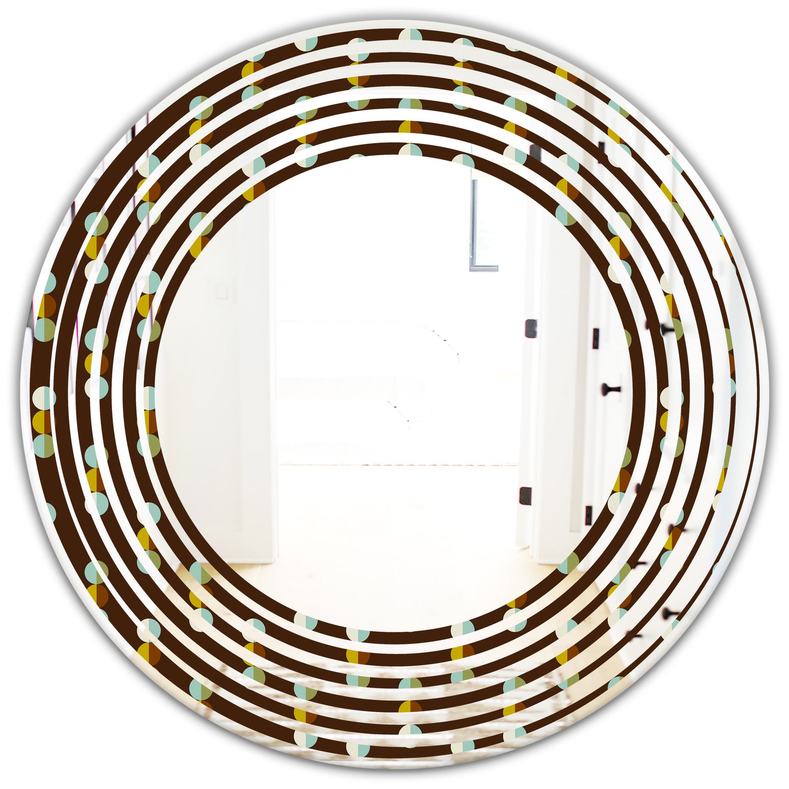 Geometric Mod Dots - Modern Round or Oval Wall Mirror - Wave