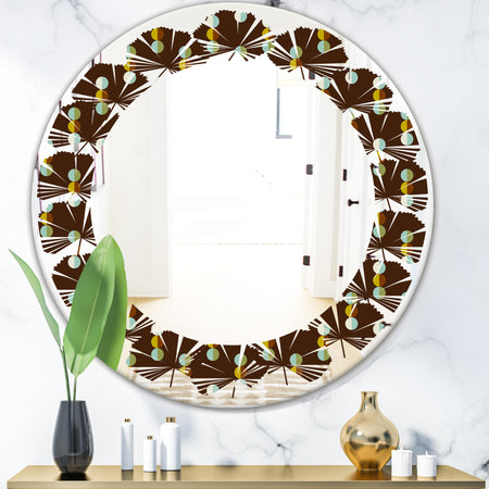 Geometric Mod Dots - Modern Round or Oval Wall Mirror - Leaves