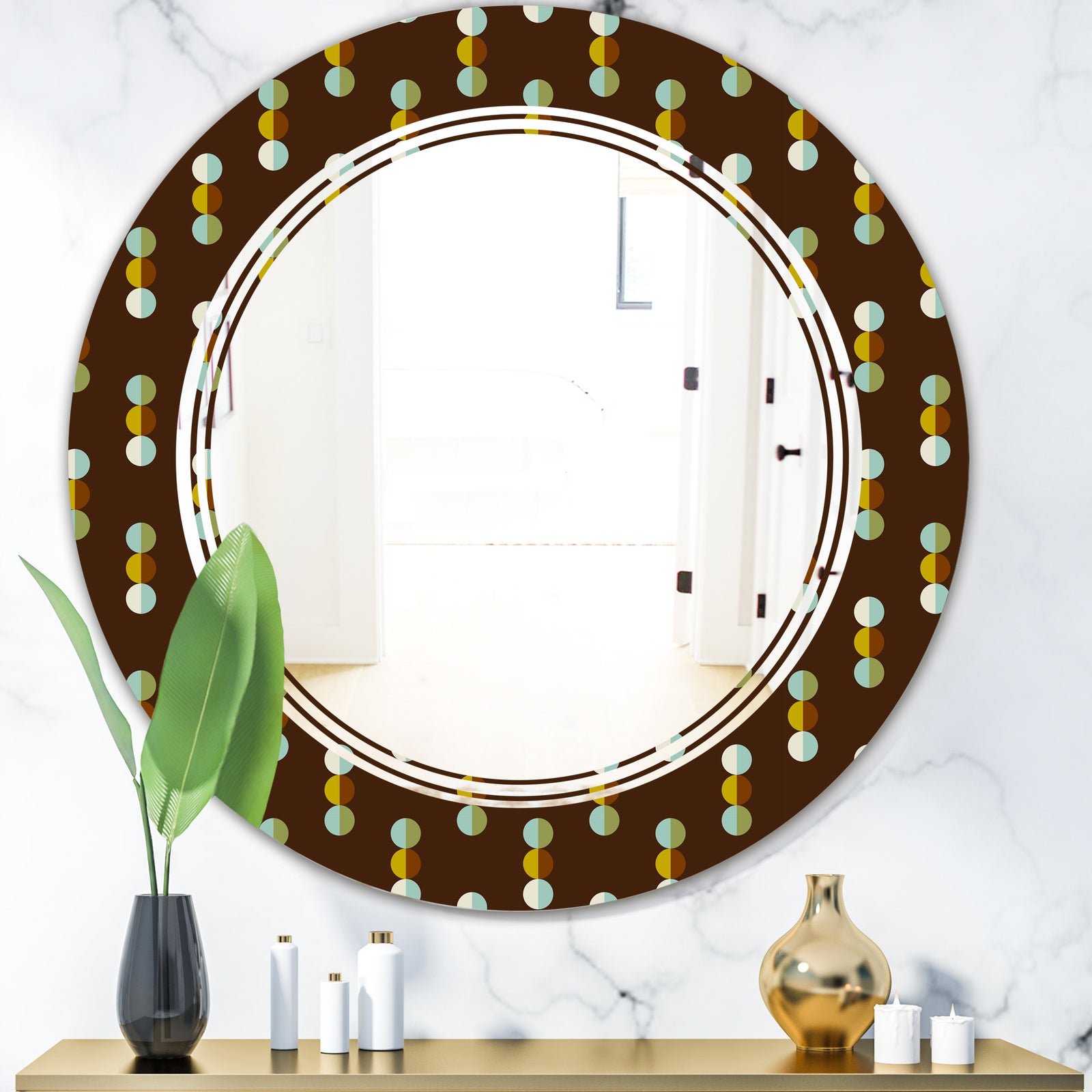 Geometric Mod Dots - Modern Round or Oval Wall Mirror - Triple C