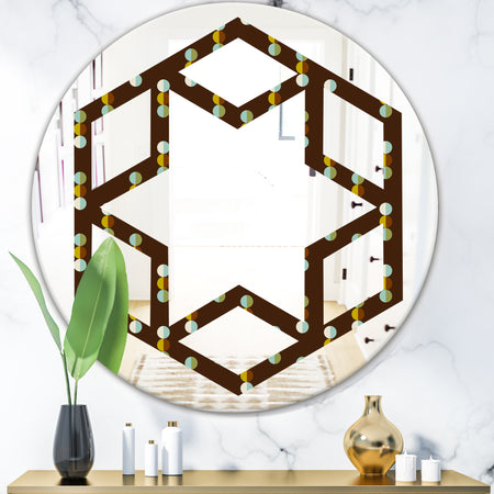 Geometric Mod Dots - Modern Round or Oval Wall Mirror - Hexagon Star