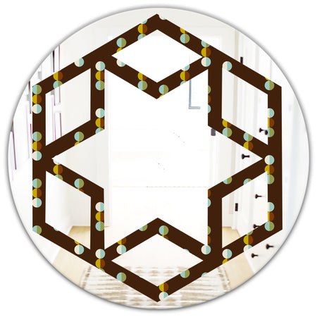 Geometric Mod Dots - Modern Round or Oval Wall Mirror - Hexagon Star