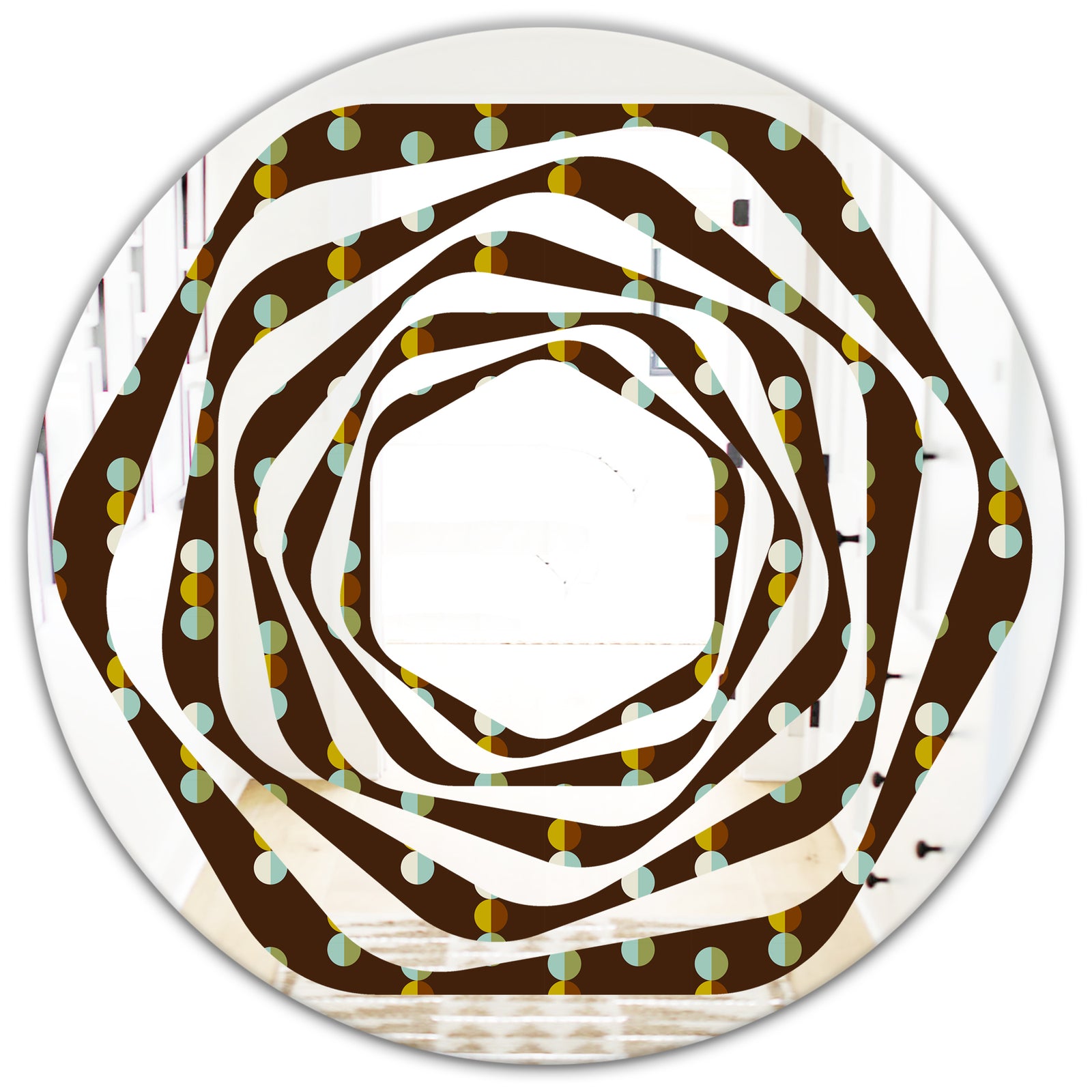Geometric Mod Dots - Modern Round or Oval Wall Mirror - Whirl