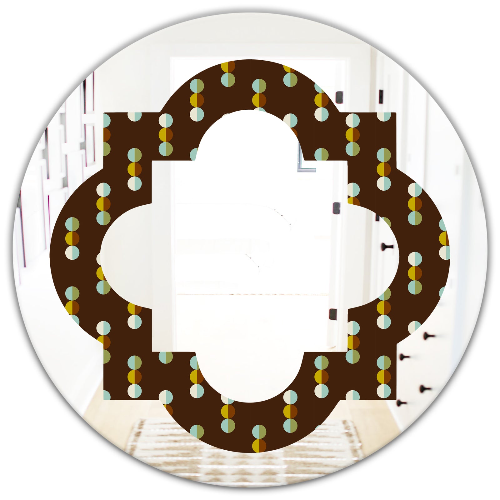 Geometric Mod Dots - Modern Round or Oval Wall Mirror - Quatrefoil
