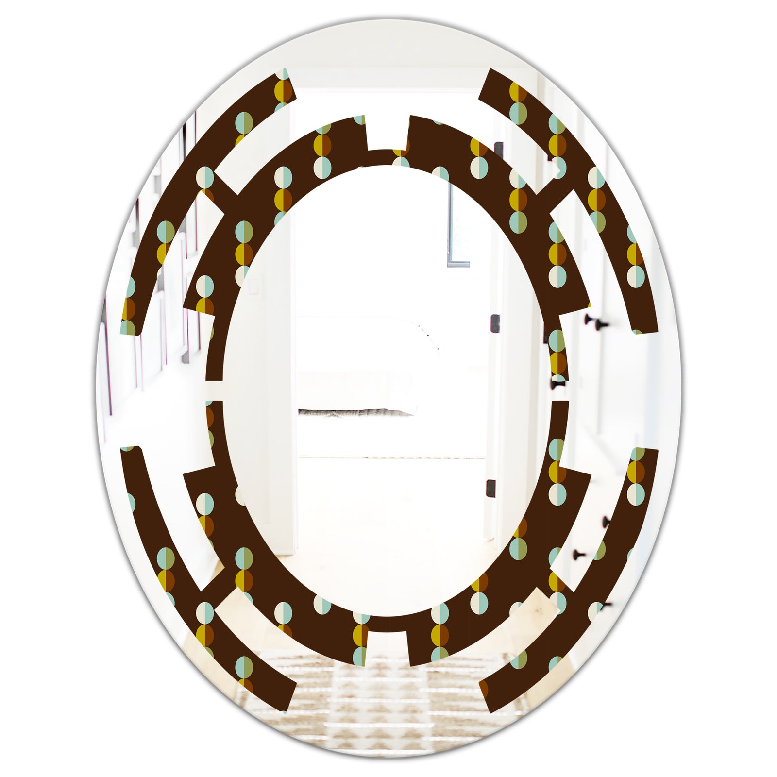 Geometric Mod Dots - Modern Round or Oval Wall Mirror - Space
