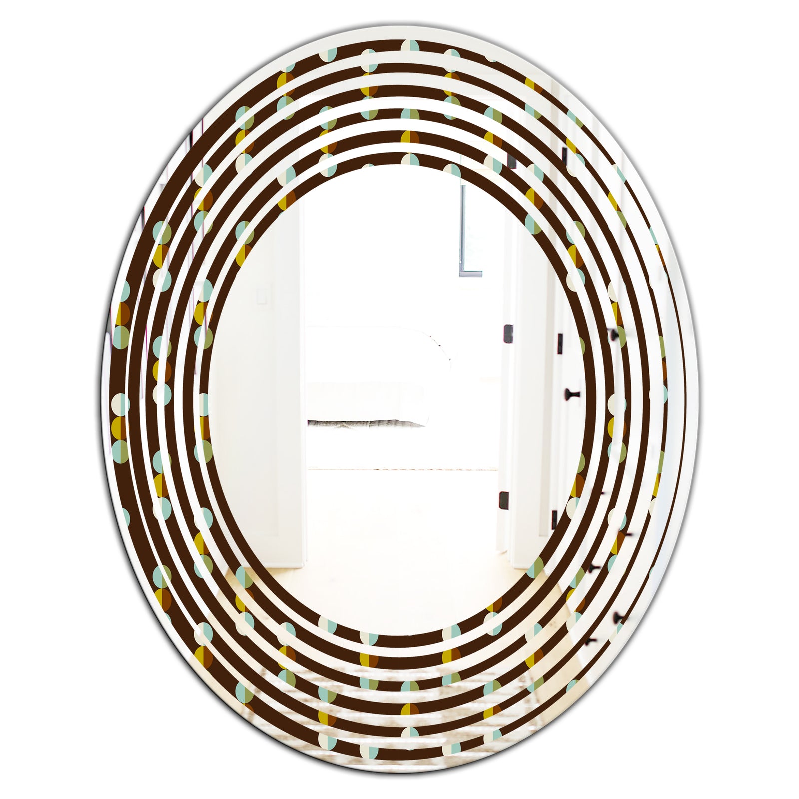 Geometric Mod Dots - Modern Round or Oval Wall Mirror - Wave