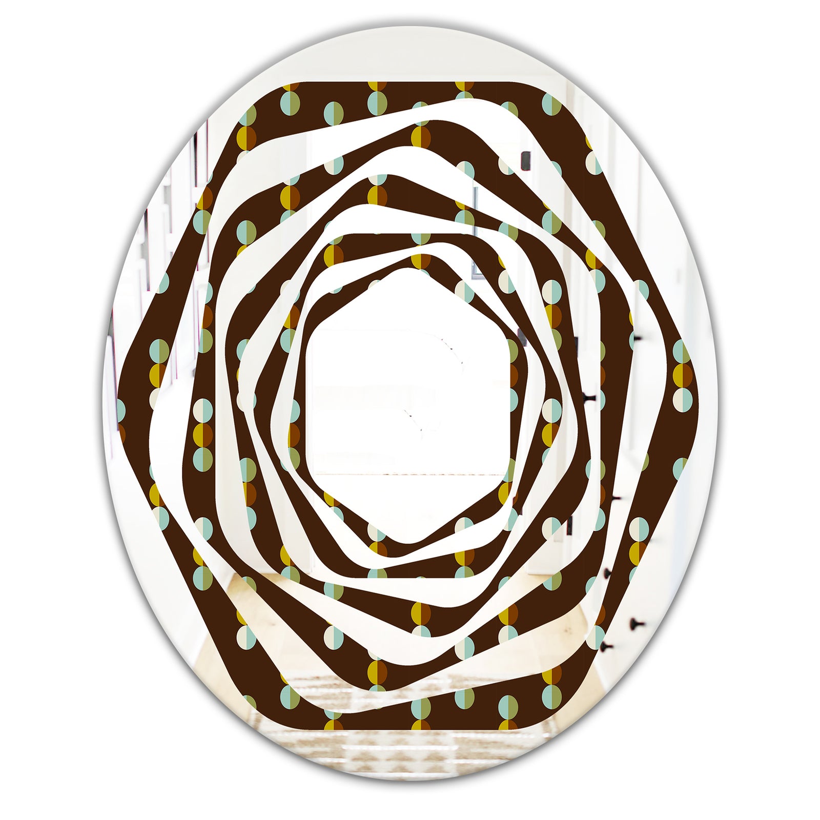 Geometric Mod Dots - Modern Round or Oval Wall Mirror - Whirl
