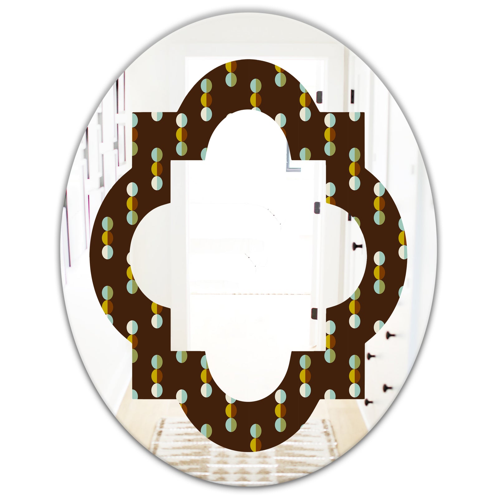 Geometric Mod Dots - Modern Round or Oval Wall Mirror - Quatrefoil