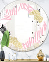 Golden Pineapple Pink Leaves - Modern Round or Oval Wall Mirror - Quatrefoil