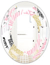 Golden Pineapple Pink Leaves - Modern Round or Oval Wall Mirror - Space