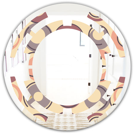Retro Geometric Pattern - Modern Round or Oval Wall Mirror - Space