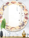 Retro Geometric Pattern - Modern Round or Oval Wall Mirror - Leaves