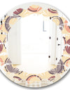 Retro Geometric Pattern - Modern Round or Oval Wall Mirror - Leaves