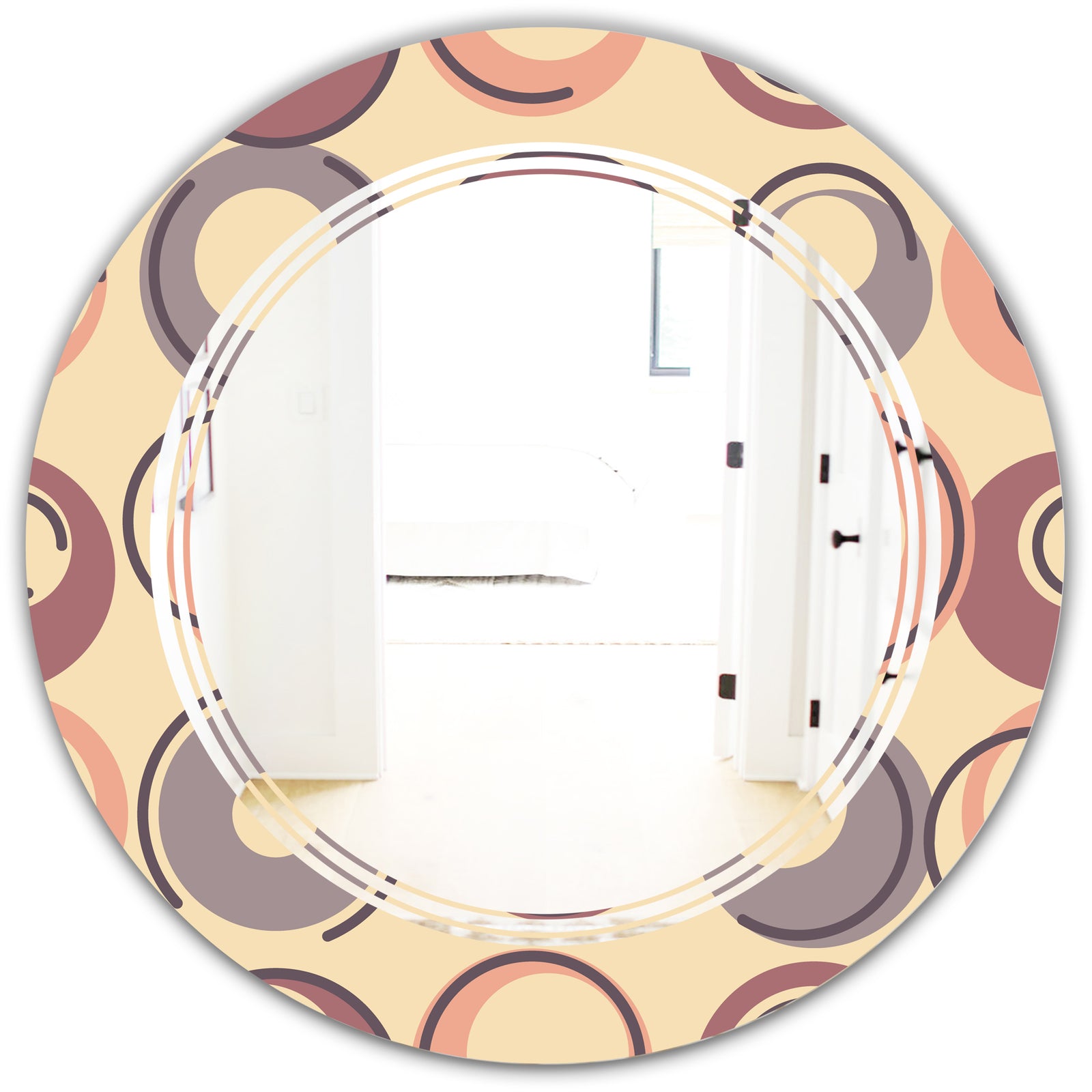 Retro Geometric Pattern - Modern Round or Oval Wall Mirror - Triple C