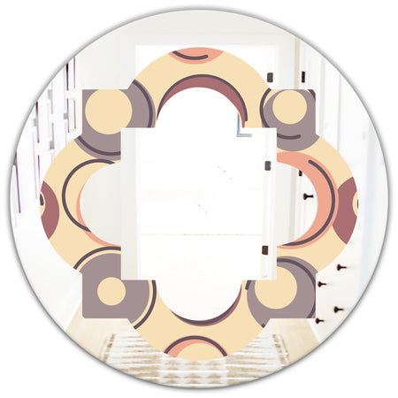 Retro Geometric Pattern - Modern Round or Oval Wall Mirror - Quatrefoil