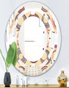 Retro Geometric Pattern - Modern Round or Oval Wall Mirror - Space