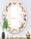 Retro Geometric Pattern - Modern Round or Oval Wall Mirror - Leaves