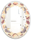 Retro Geometric Pattern - Modern Round or Oval Wall Mirror - Leaves