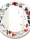 Paris Eiffel Red Hearts II - Cottage Round or Oval Wall Mirror - Leaves