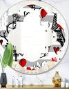 Paris Eiffel Red Hearts II - Cottage Round or Oval Wall Mirror - Quatrefoil