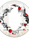 Paris Eiffel Red Hearts II - Cottage Round or Oval Wall Mirror - Quatrefoil