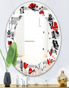 Paris Eiffel Red Hearts II - Cottage Round or Oval Wall Mirror - Leaves