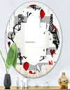 Paris Eiffel Red Hearts II - Cottage Round or Oval Wall Mirror - Quatrefoil