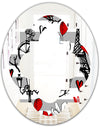 Paris Eiffel Red Hearts II - Cottage Round or Oval Wall Mirror - Quatrefoil