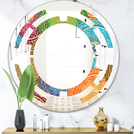 Circular Retro Design IV - Modern Round or Oval Wall Mirror - Space