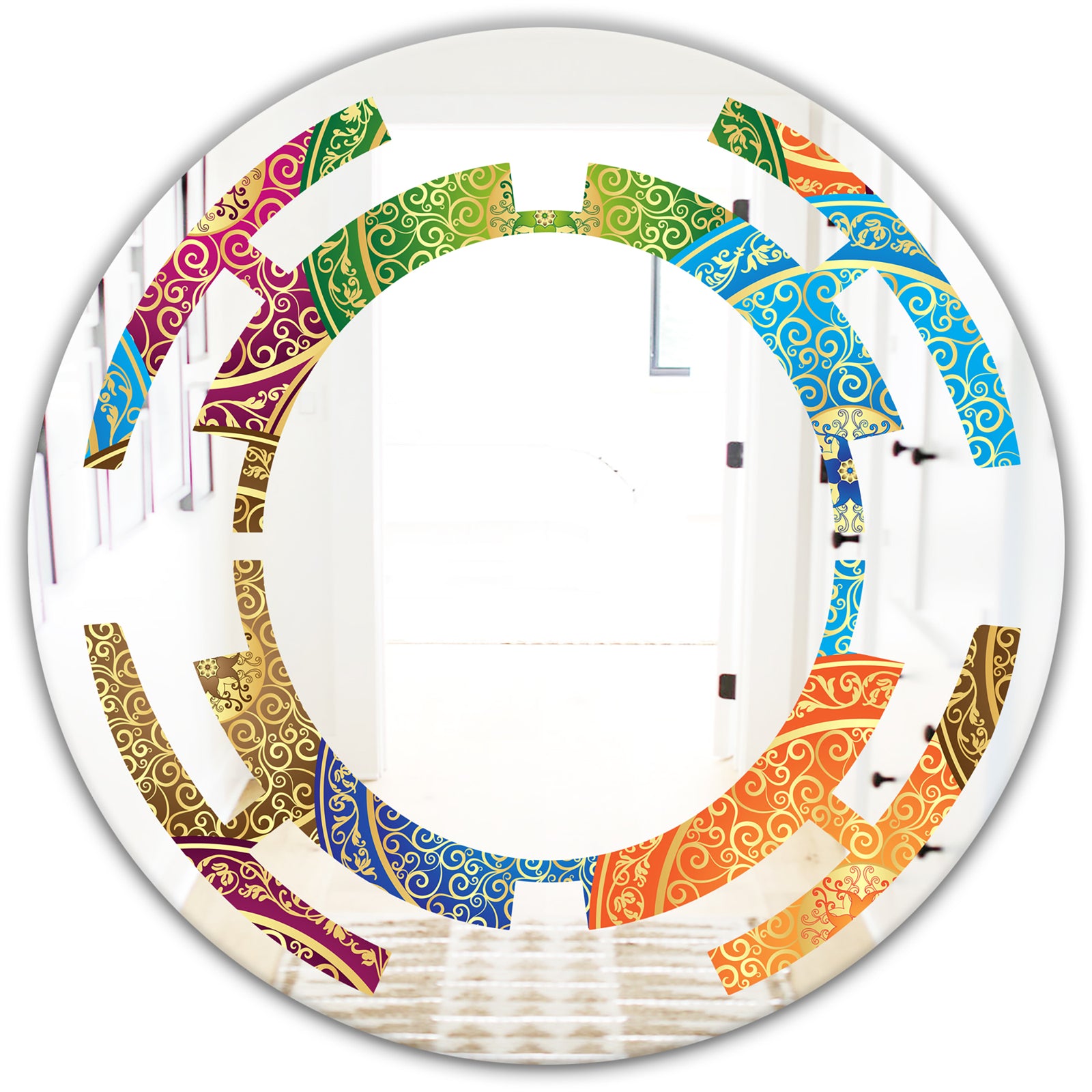 Circular Retro Design IV - Modern Round or Oval Wall Mirror - Space