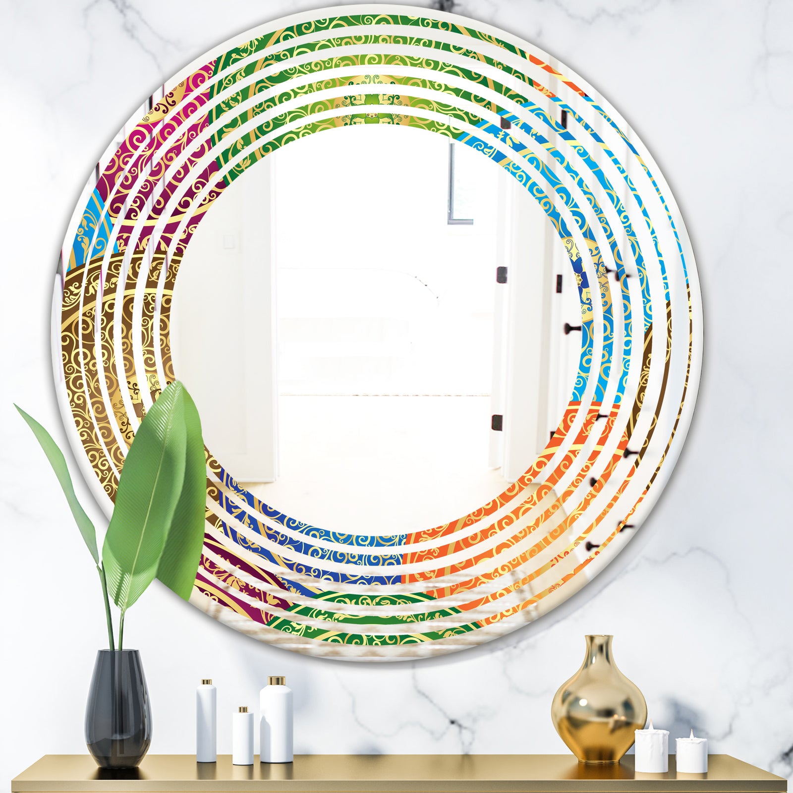 Circular Retro Design IV - Modern Round or Oval Wall Mirror - Wave