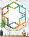 Circular Retro Design IV - Modern Round or Oval Wall Mirror - Hexagon Star