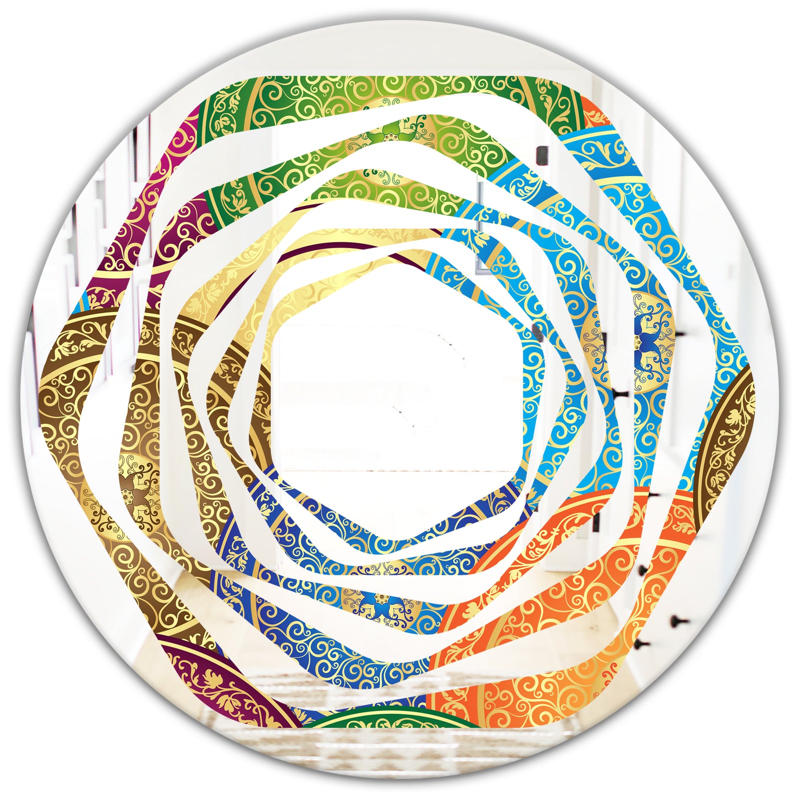 Circular Retro Design IV - Modern Round or Oval Wall Mirror - Whirl