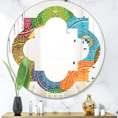 Circular Retro Design IV - Modern Round or Oval Wall Mirror - Quatrefoil