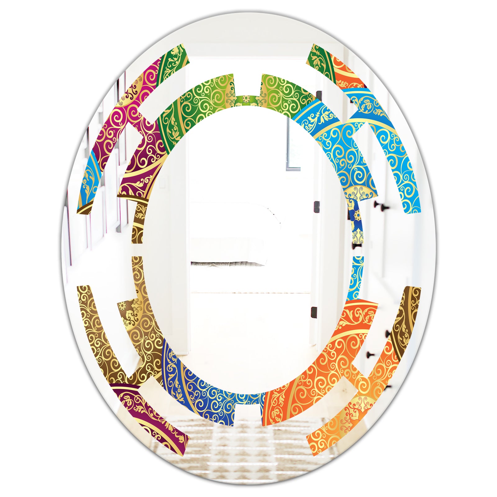 Circular Retro Design IV - Modern Round or Oval Wall Mirror - Space