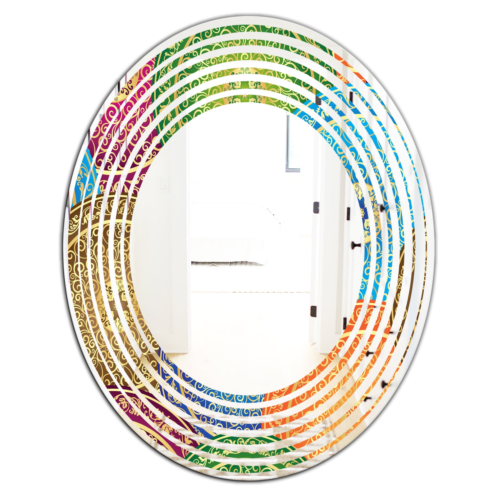 Circular Retro Design IV - Modern Round or Oval Wall Mirror - Wave