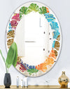 Circular Retro Design IV - Modern Round or Oval Wall Mirror - Leaves