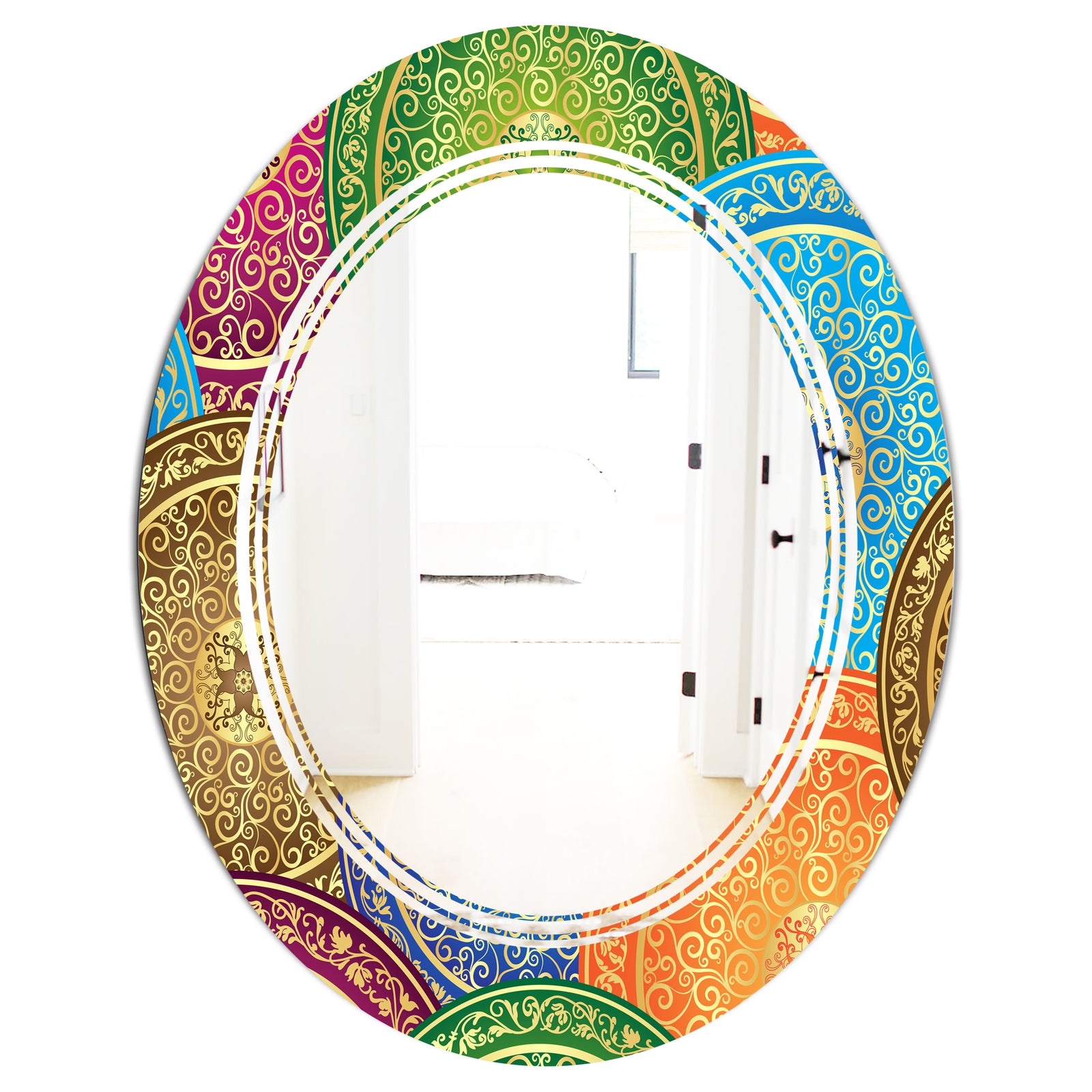 Circular Retro Design IV - Modern Round or Oval Wall Mirror - Triple C