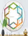 Circular Retro Design IV - Modern Round or Oval Wall Mirror - Hexagon Star