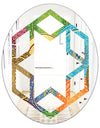 Circular Retro Design IV - Modern Round or Oval Wall Mirror - Hexagon Star