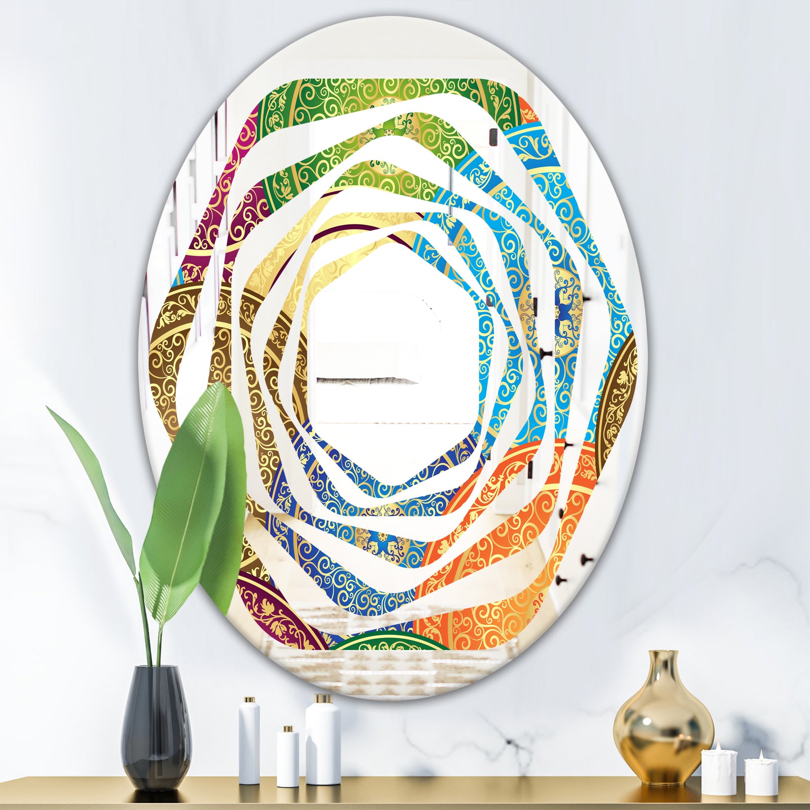 Circular Retro Design IV - Modern Round or Oval Wall Mirror - Whirl