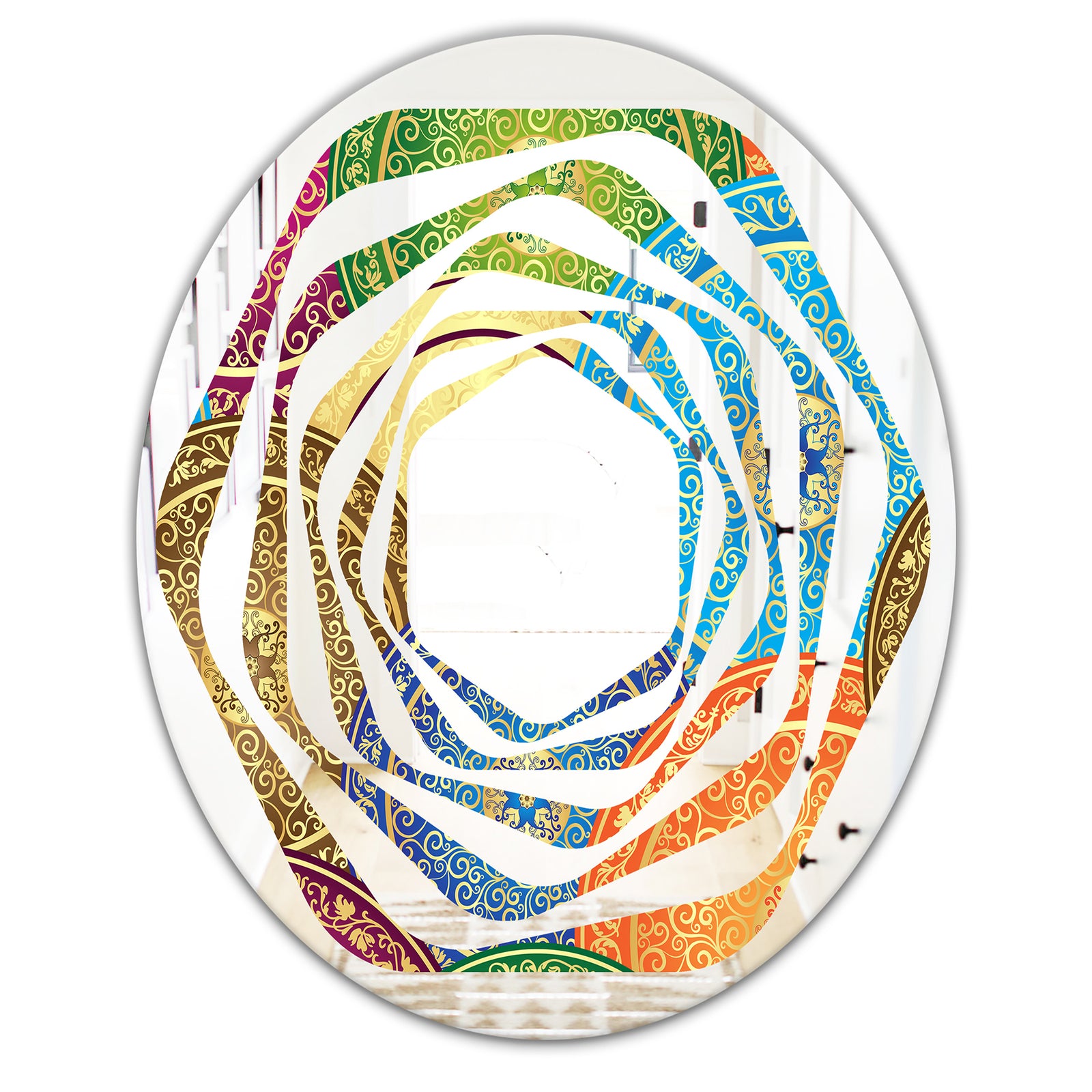Circular Retro Design IV - Modern Round or Oval Wall Mirror - Whirl