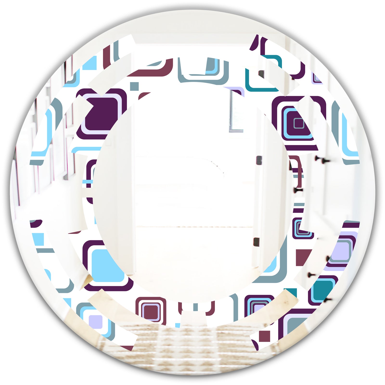 Retro Square Design I - Modern Round or Oval Wall Mirror - Space