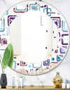 Retro Square Design I - Modern Round or Oval Wall Mirror - Leaves