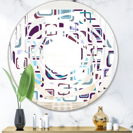 Retro Square Design I - Modern Round or Oval Wall Mirror - Whirl