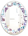Retro Square Design I - Modern Round or Oval Wall Mirror - Leaves