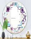 Retro Square Design I - Modern Round or Oval Wall Mirror - Quatrefoil