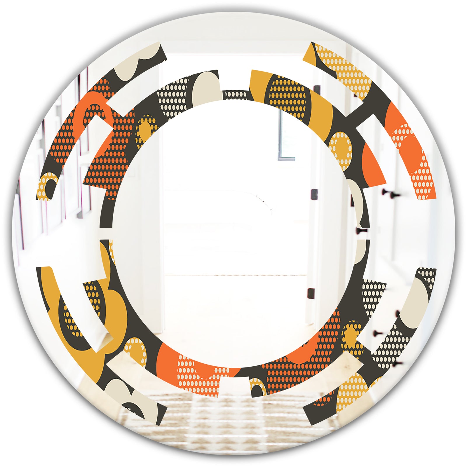 Retro Floral Pattern VII - Modern Round or Oval Wall Mirror - Space