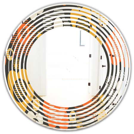 Retro Floral Pattern VII - Modern Round or Oval Wall Mirror - Wave