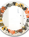Retro Floral Pattern VII - Modern Round or Oval Wall Mirror - Leaves